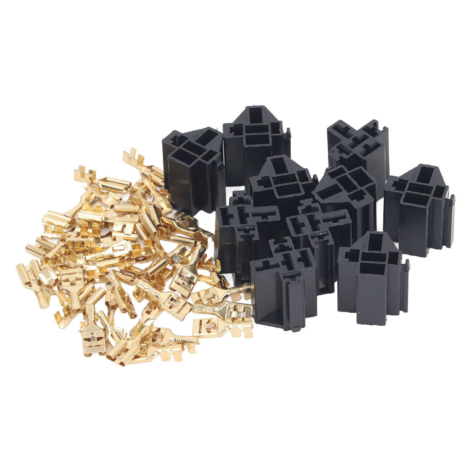 

10 Set Relay Connector Kit 5 Pin Case Holder 12V Socket 30A 40A with 30pc 10mm 20pc 6.3mm Terminal for Car Truck Vehicle