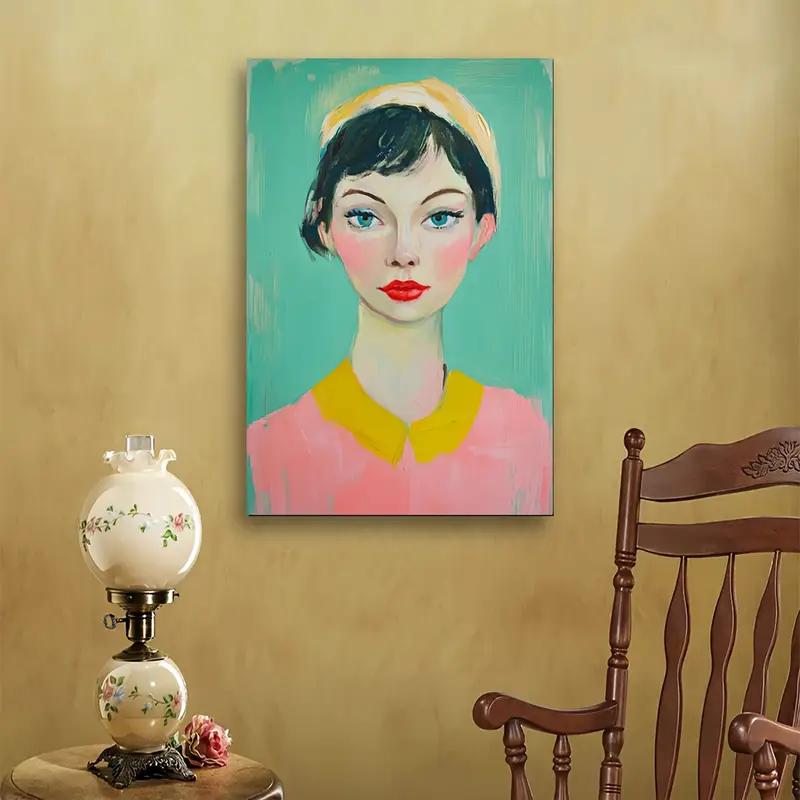 

1 шт. Винтажный абстрактный женский портрет, масляная живопись, принт, современное искусство, декор для дома, гостиной, спальни, ванной комнаты, холст, настенное искусство 20x30cm