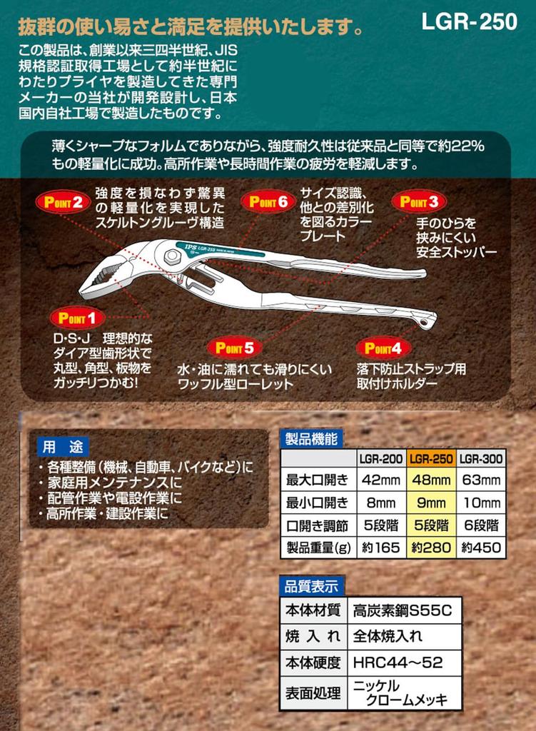 IPS Light Plastic Monster G 250mm Made in Japan (Igarashi Pliers) LGR-250 Tsubame-Sanjo