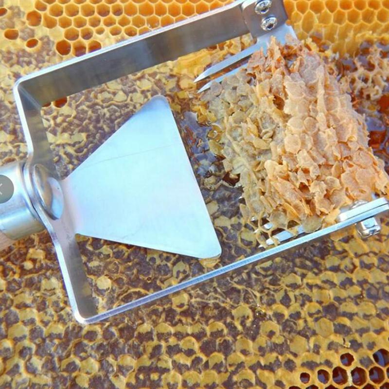 2 Stück Bienenhonig Entdeckelungsgabel Edelstahl Holzgriff Waben Bienenhonigschaber Imkerei