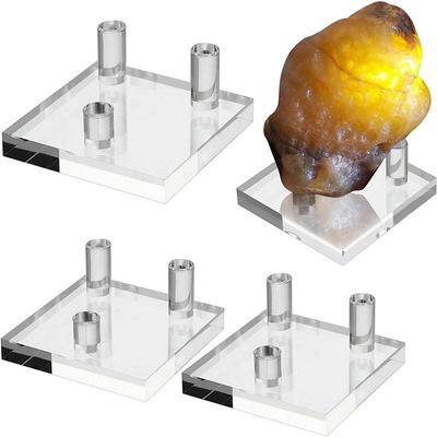 Clear Acrylic Rock Stands Mineral Display Holder Crystal Collectibles Rock Collection Ore Specimen Base Three Peg