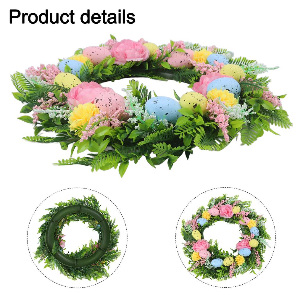 1pc 20 Inches Easter Wreath Easter Egg Wreath Pendant Easter Decoration Home Wall Window Door Hanging Party Holiday DIY