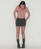 Tteolseutikeulleob Round Logo Slit Skirt Pants - Charcoal