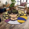 Circular Rug Haikyuu Anime Ushijima Wakatoshi Shiratorizawa Volleyball Player Purple Jersey Rug for Anime Game Room Decor