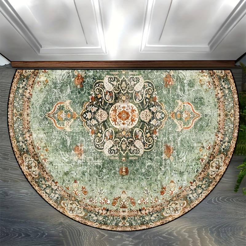 1Pcs Aqua Green Mandala Semi Circle Welcome Doormat Non-Slip for Outdoor Patio Porch Kitchen Bathroom Entryway Floor Mat