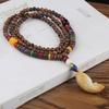 Ethnische handgefertigte Mala Nepal Buddhistisches Horn Lange Halskette Holzperlen Halskette Anhänger