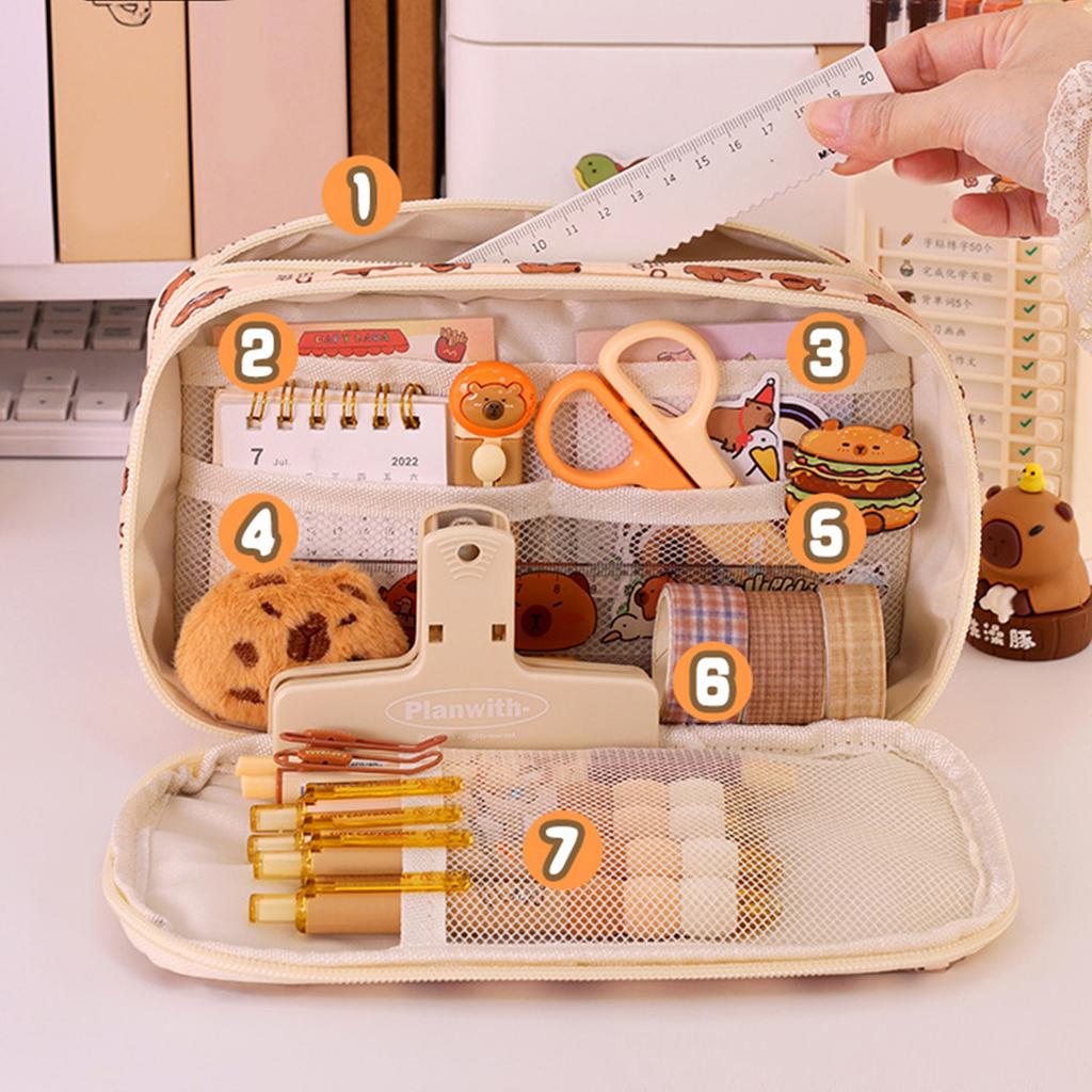 Large Capacity Pencil Case High Capacity Pen Holder Bag Zippered Pen Pouch Travel Makeup Pouch for Student Women Girl