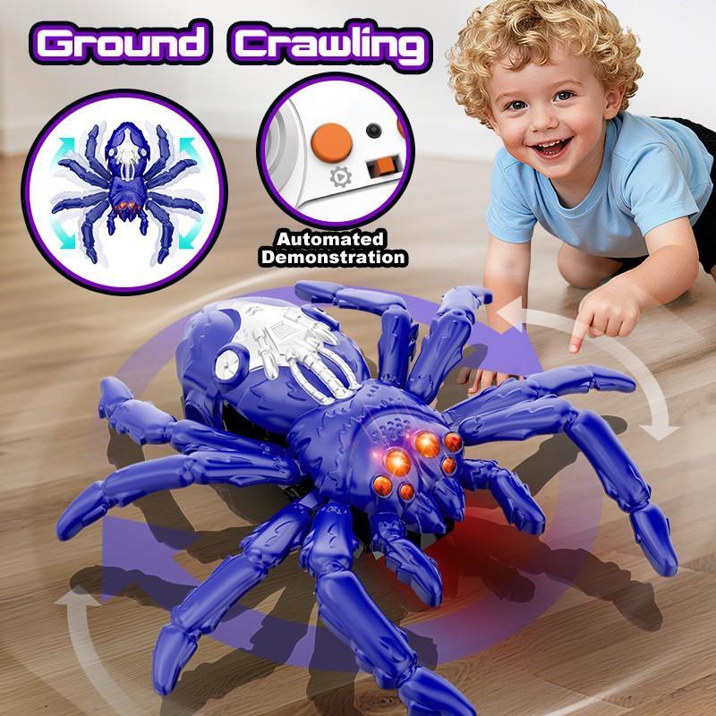 1 Set Giocattoli Scherzo a Movimento Rapido Ragno Strisciante Telecomandato con Occhi Rossi a LED Ragno Rampicante Giocattolo con Telecomando per Bambini Regalo