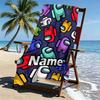 Custom Name Personalized Among Us Print Beach Towel, for Trip Camping Beach Party Home Decor, Birthday Gift for Family & Friends