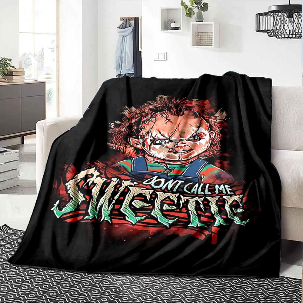 1pc Chucky Sweetie Throw Blanket Soft Flannel, Cozy All Season Polyester Perfect for Home, Office
