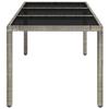 VidaXL Garden Table with Glass Top Grey 150x90x75cm Wicker 319900