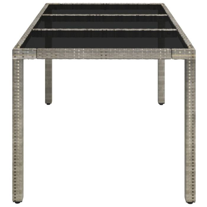 VidaXL Garden Table with Glass Top Grey 150x90x75cm Wicker 319900