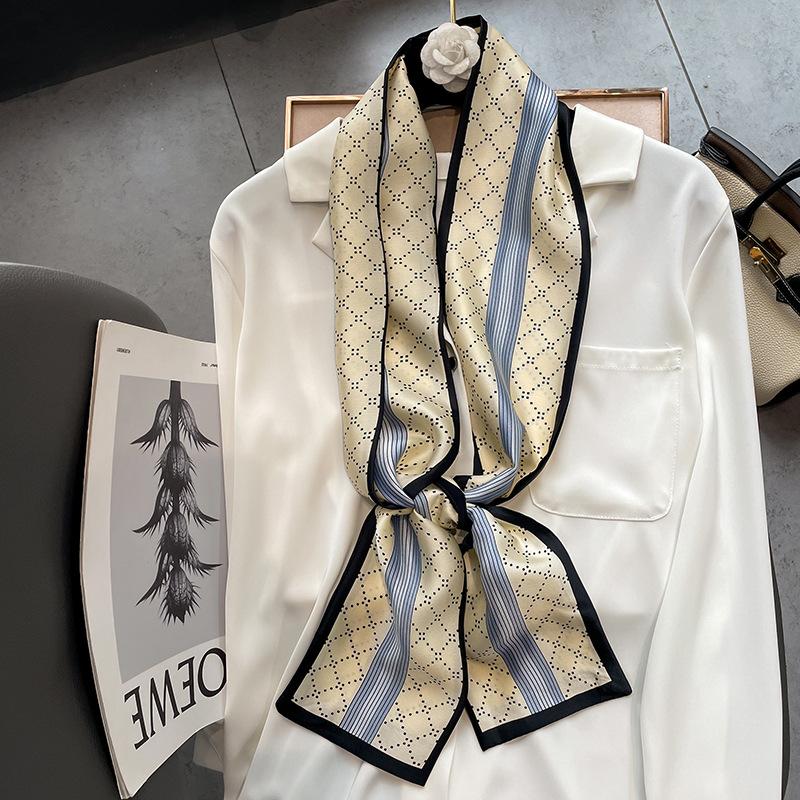 Big Brand Double-sided Printed Long Headband Silk Scarf Hin Scarf Ribbon Tie Bag Decoration Suit Scarf Waist Belt Multi Function