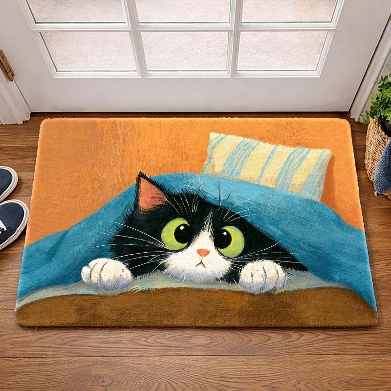 Cute Cat Bathroom Floor Mat Imitation Cashmere Floor Mat Household Bathroom Door Absorbent Foot Mat 40*60CM