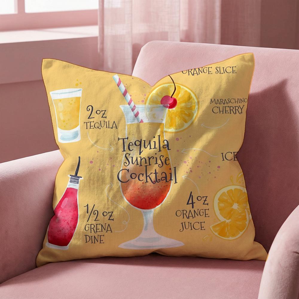 Tequila Sunrise Cocktail Kissenbezug Mehrzweck-Kissenbezug für Zuhause & Auto - Wendbar, Weich & Langlebig für den täglichen Gebrauch