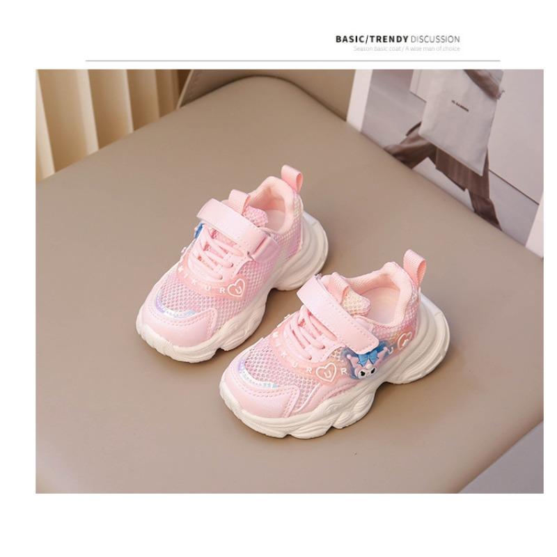 Girls Shoes Spring and Autumn Sports Shoes Foot Stepping Lamp Mesh Children Baby Breathable Mesh Shoes Casual Shoes Medium and Small Children