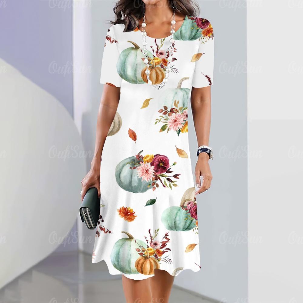 New Women's Pattern Printed Dress Elegant and Beautiful Midi Dress Plus Women's Summer Dress