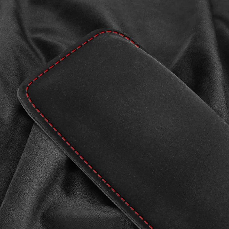 Car Knee Pads Black Suede Leather Inside Knee Cushion Thickened Anti-collision Thigh Support Pad Automobile Interior Accessories