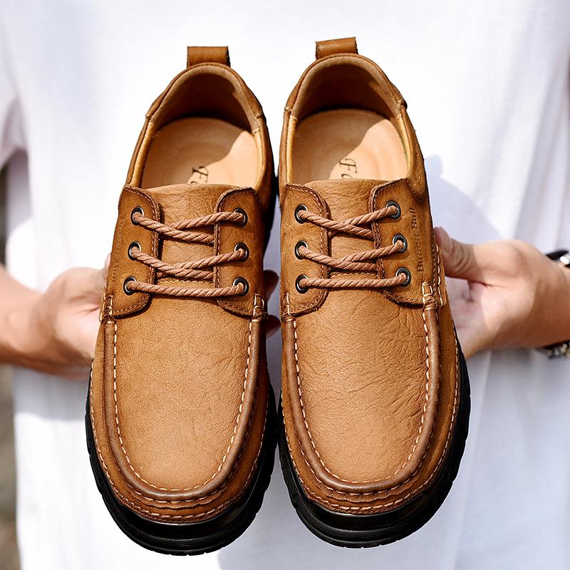 Fashion Spring Autumn Handmade Genuine Leather Men Shoes Outdoor Men's Lace-Up Treking Footwear New Trend Male Comfortable Walking Shoes