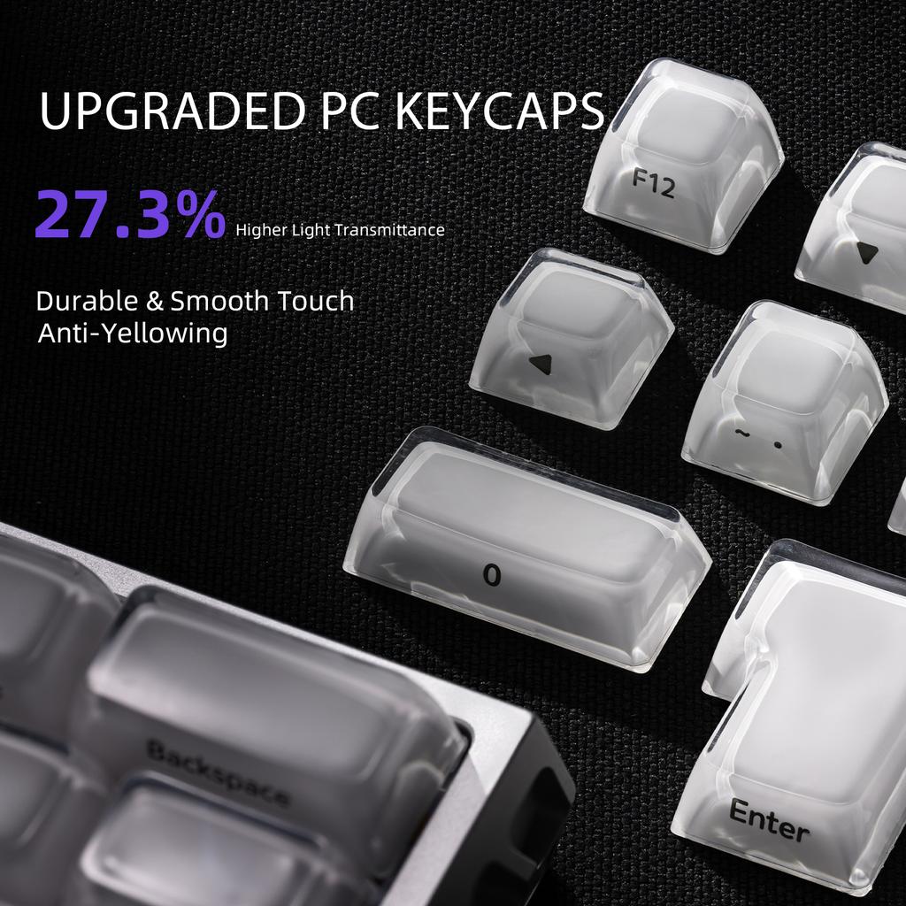 XVX Keycaps Crystal Jelly R2 Upgrade Side-Printed MDA Profile Gaming Keycaps (122-Key) PBT Mechanical Mechanical Keyboard
