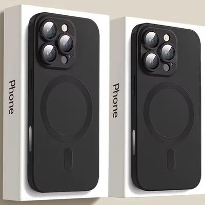 Luksusowe etui magnetyczne Magsafe do iPhone'a 16 15 14 13 12 11 Pro Max Plus Miękki silikonowy matowy antypoślizgowy pokrowiec ochronny na obiektyw