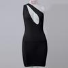 Women's Fashion Slant Shoulder Sexy Hollow Slim Wrap Hip Dress
