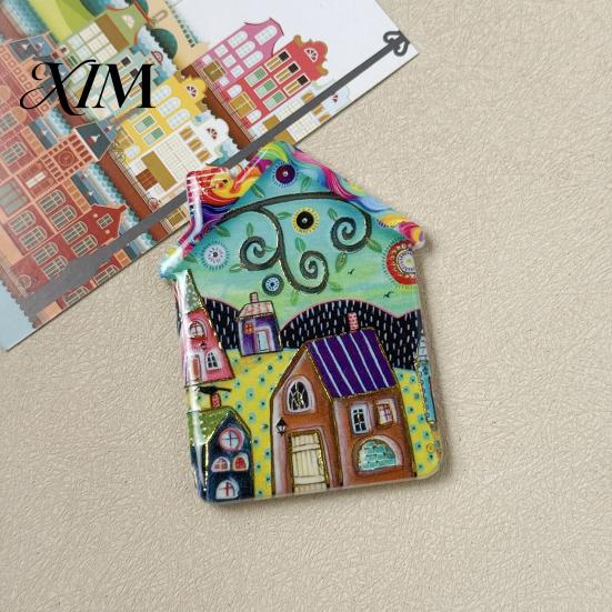 Whiteboard Magnets Vintage House Refrigerator Magnet, Colorful Fairy Tale Town Magnet Fridge Magnetic Kitchen Decoration Accessories