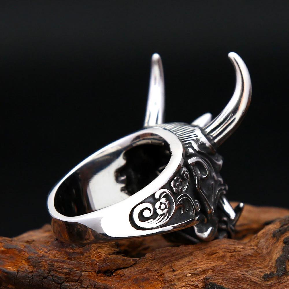 Vintage Prajna Skull Ring For Men Stainless Steel Punk Gothic Jewelry Unique Biker Amulet Gift