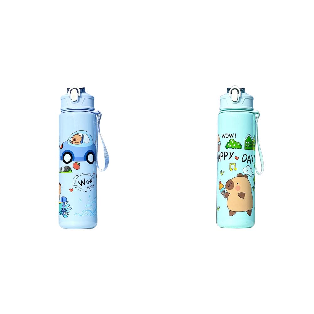 700ml Capybara Cute Sport Water Bottle with Straw Handle Large Capacity Drinking Kettle Outdoor Travel Water Cup Gym Fitness Jug