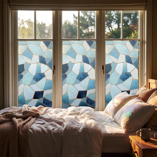Fenster Sichtschutzfolie Statischer Glasaufkleber Klebstofffrei Blickdichte Sichtschutzfolie Retro Farbige Fensterdekoration Pflegeleicht für Badezimmer und Schlafzimmer