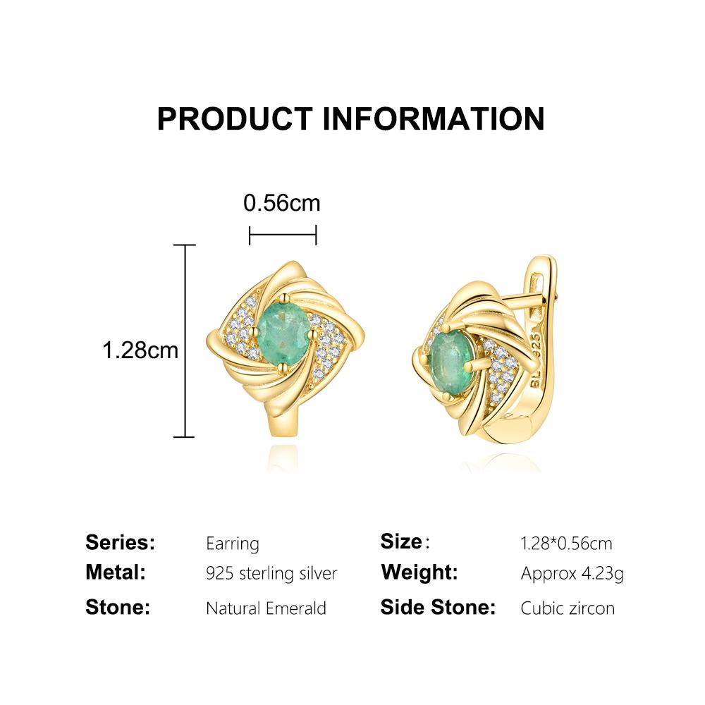 Light luxury 925 Sterling silver women's clasp earrings natural pear 4*5mm zambia emerald gemstones fine jewelry for party gifts