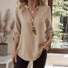 2026 Spring/Summer Women's Casual Plus Size V-Neck Solid Color Shirt
