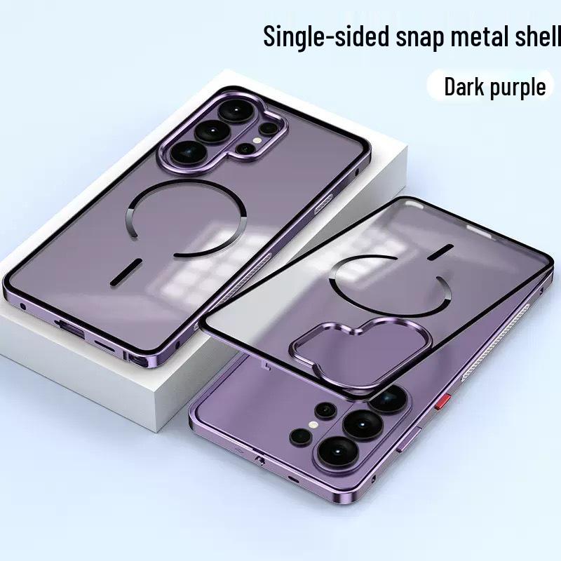 Samsung S26 Ultra Frosted Metal Frame Phone Case with Cooling Magnetic Ring - Exclusive Cross-Border Use