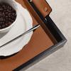 Minimalist Solid Wood Leather Aromatherapy Tray Decorative Serving Platter Living Room Coffee Table