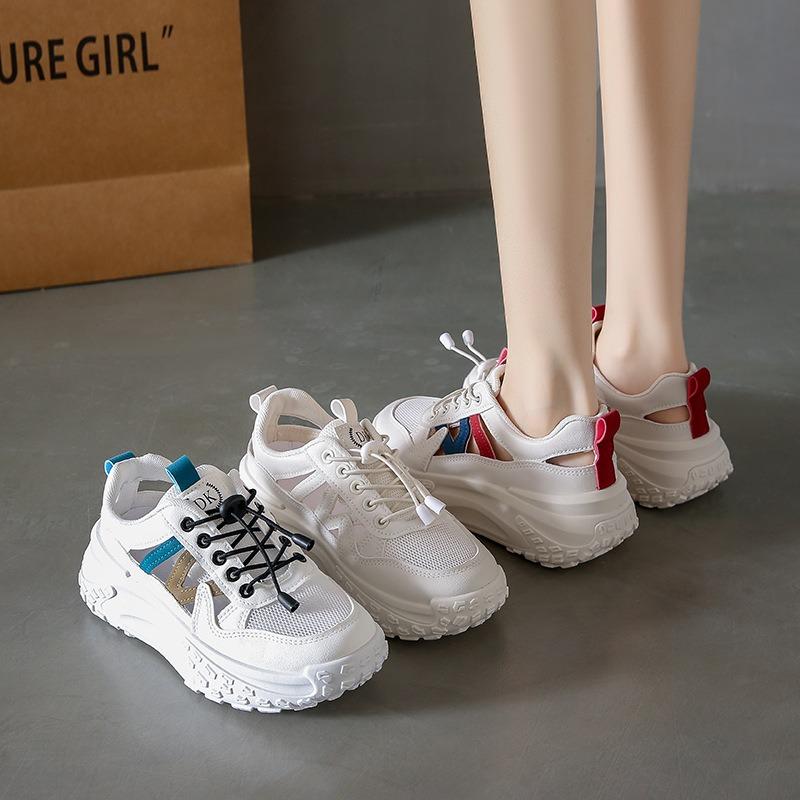Summer New Hollow Little White Shoes Female Students Thick-soled Versatile Casual Sports Board Shoes