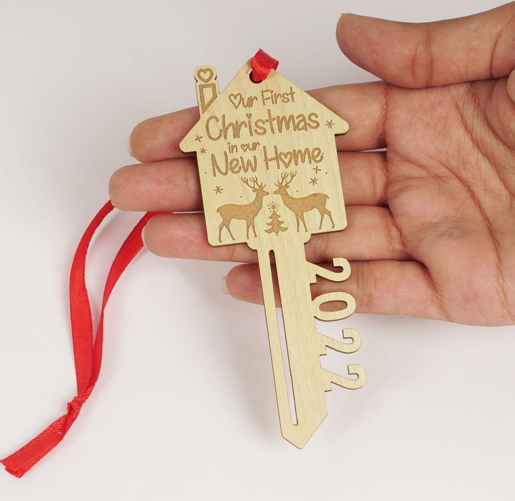 Darling Souvenir Made With Love Home Sweet Home Personalized Wood Ornament Housewarming Gift Christmas Tree Decoration Pack of