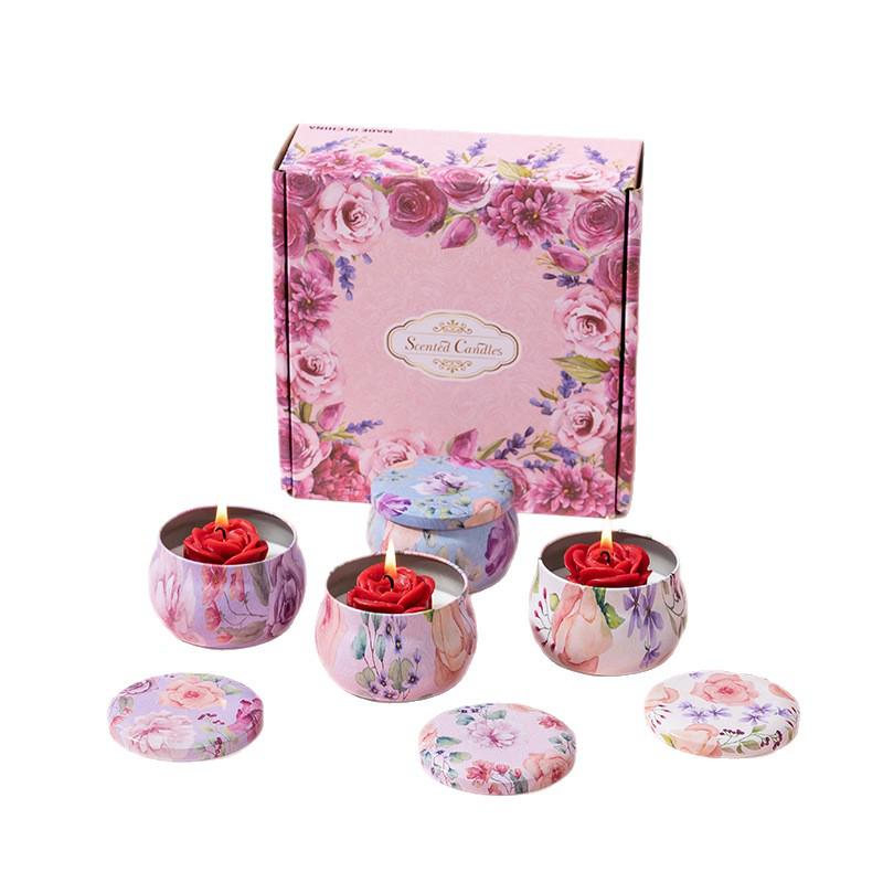 Tin Can Soy Wax Scented Candle Gift Set with Plant Essential Oils for Long-Lasting Indoor Fragrance