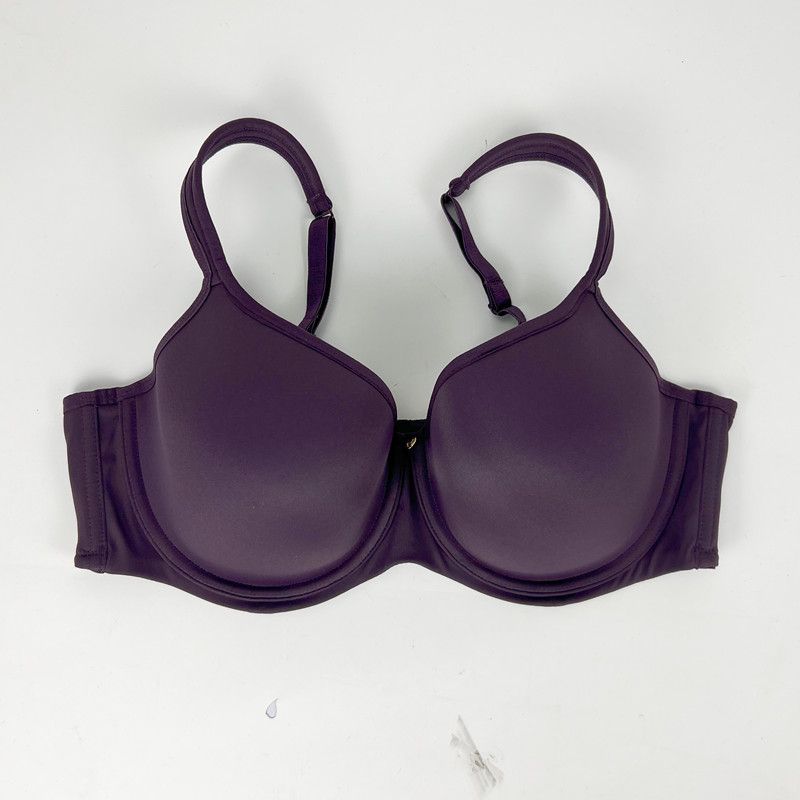 

676 Европейская и американская глянцевая футболка Простой бюстгальтер с большой чашкой на косточках Формирующее нижнее белье больших размеров 70-100cdefgh Dark purple 90D