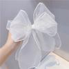 Hair Clip Bow Tie Women Barrette Colourful Cloth Girl Hairpin Lovely Style Accessory White