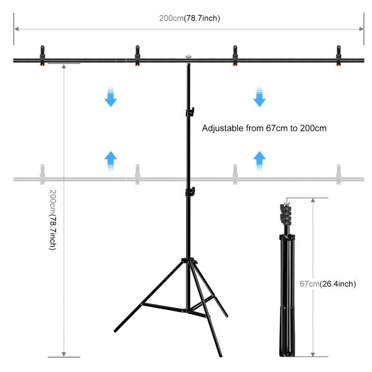 

PULUZ 2x2m T-Shape Photo Studio Background Support Stand Backdrop Crossbar Bracket Kit with Clips(Green)