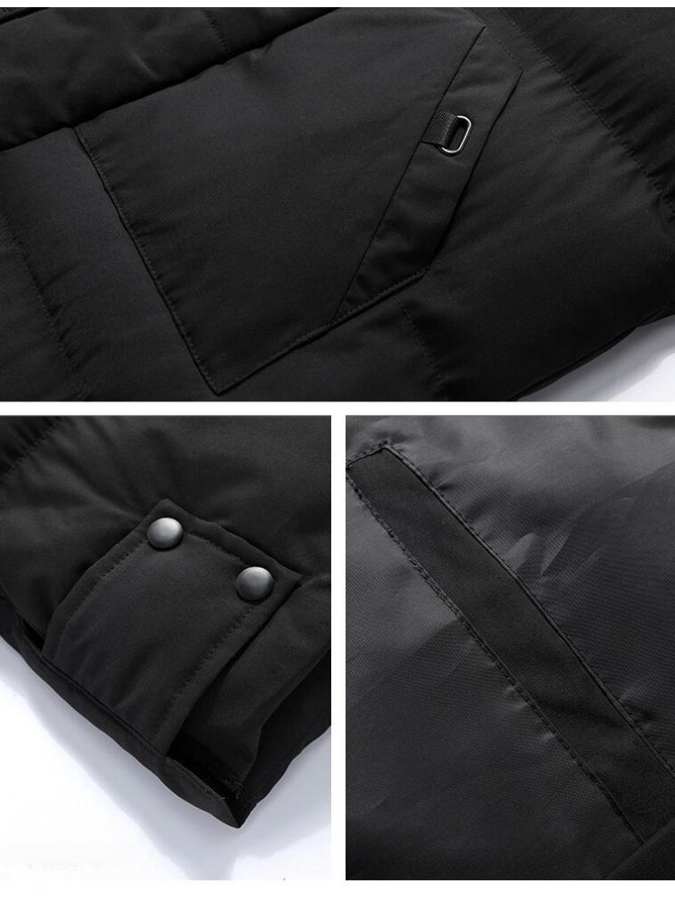 Medium-length Cotton Clothing Men's Winter Solid Color Loose Solid Color Hooded Bakery Clothes Cotton Jacket Thickened Cotton Coat