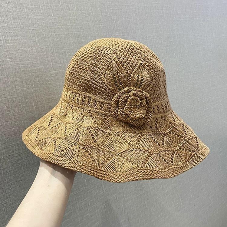 Big Flower Straw Hat Seaside Duck Tongue Hat Big Brim Sun Hat Women's Summer Breathable Face Hat Beach Hat
