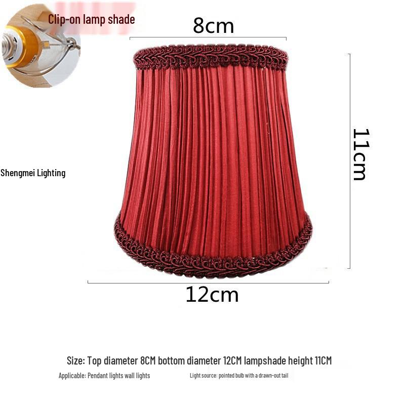 European Crystal Chandelier Fabric Lampshade, Clip-On, E27 Large Base, E14 Candle Bulb, Wall Light Shell Shade