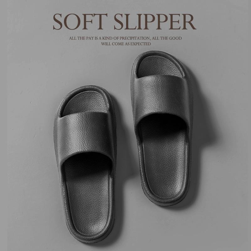 Leather pattern cool slippers thick bottom men's and women's home non-slip bathroom non-smelly feet home indoor summer