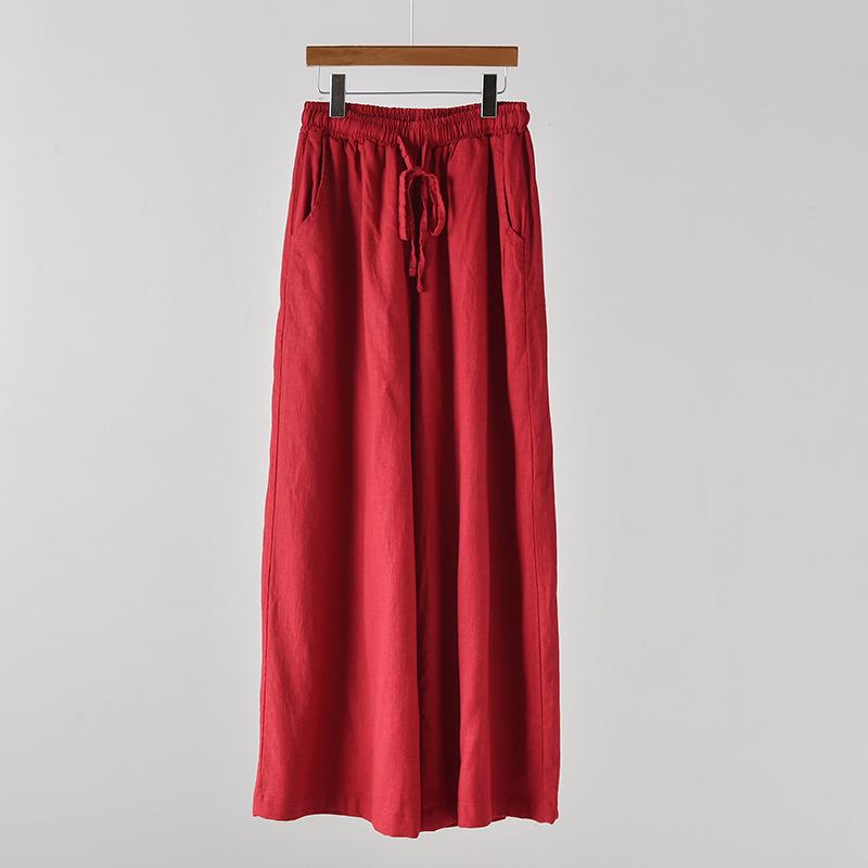 2025 Summer Women's Retro Cotton & Linen Wide-Leg Pants