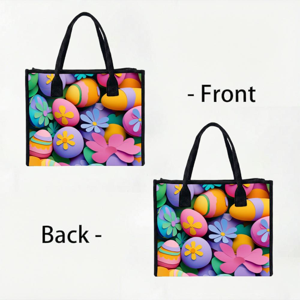 Easter Print Tote Bag Casual Large Capacity Shoulder Handbag for Daily Shopping Travel