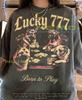 Lucky 777 Born To Play Dogs Playing Poker Comfort Colors® Tshirt, German Shepherd Bulldog Boxer Casino Gambling Cards Vintage Tee