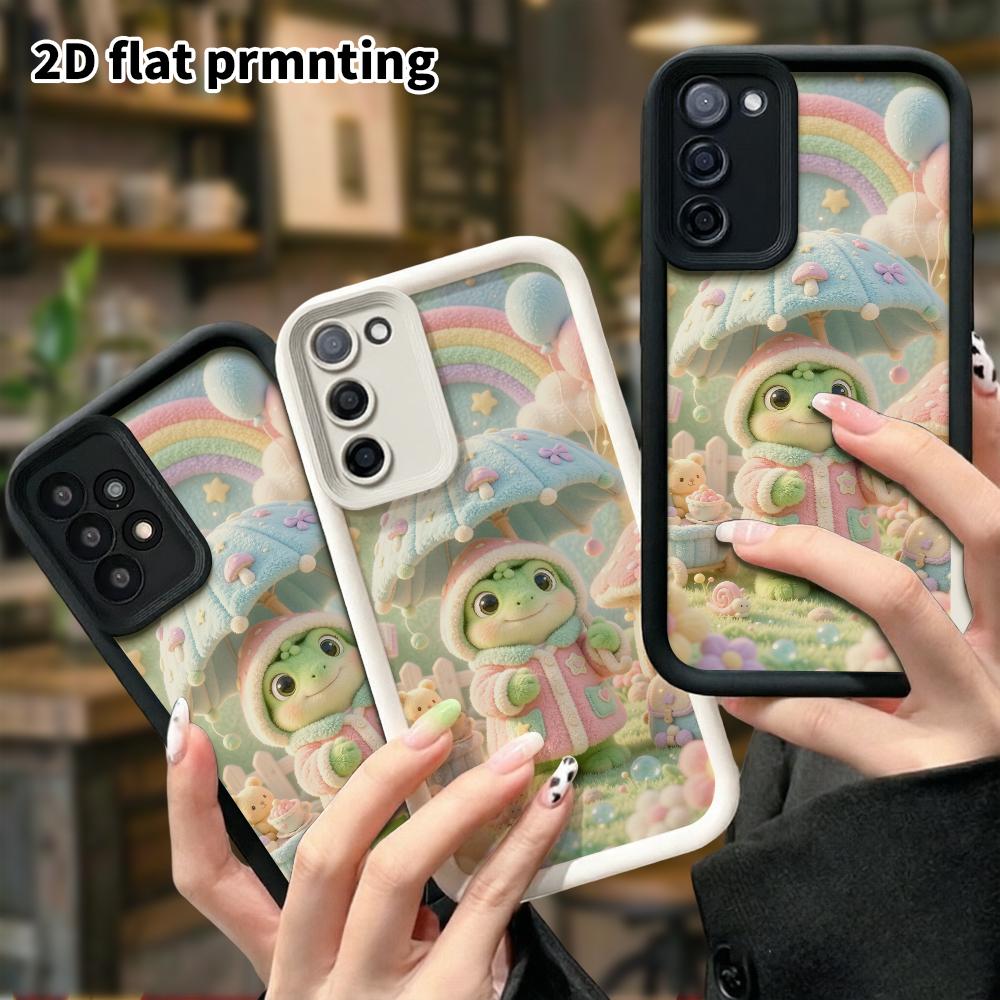 Phone Case: 2D Flat, Suitable for Samsung Galaxy A34 A35 M05 M06 S20 S22 S21 FE Plus 5G, Featuring an Umbrella-holding Little Frog, Perfect Christmas 