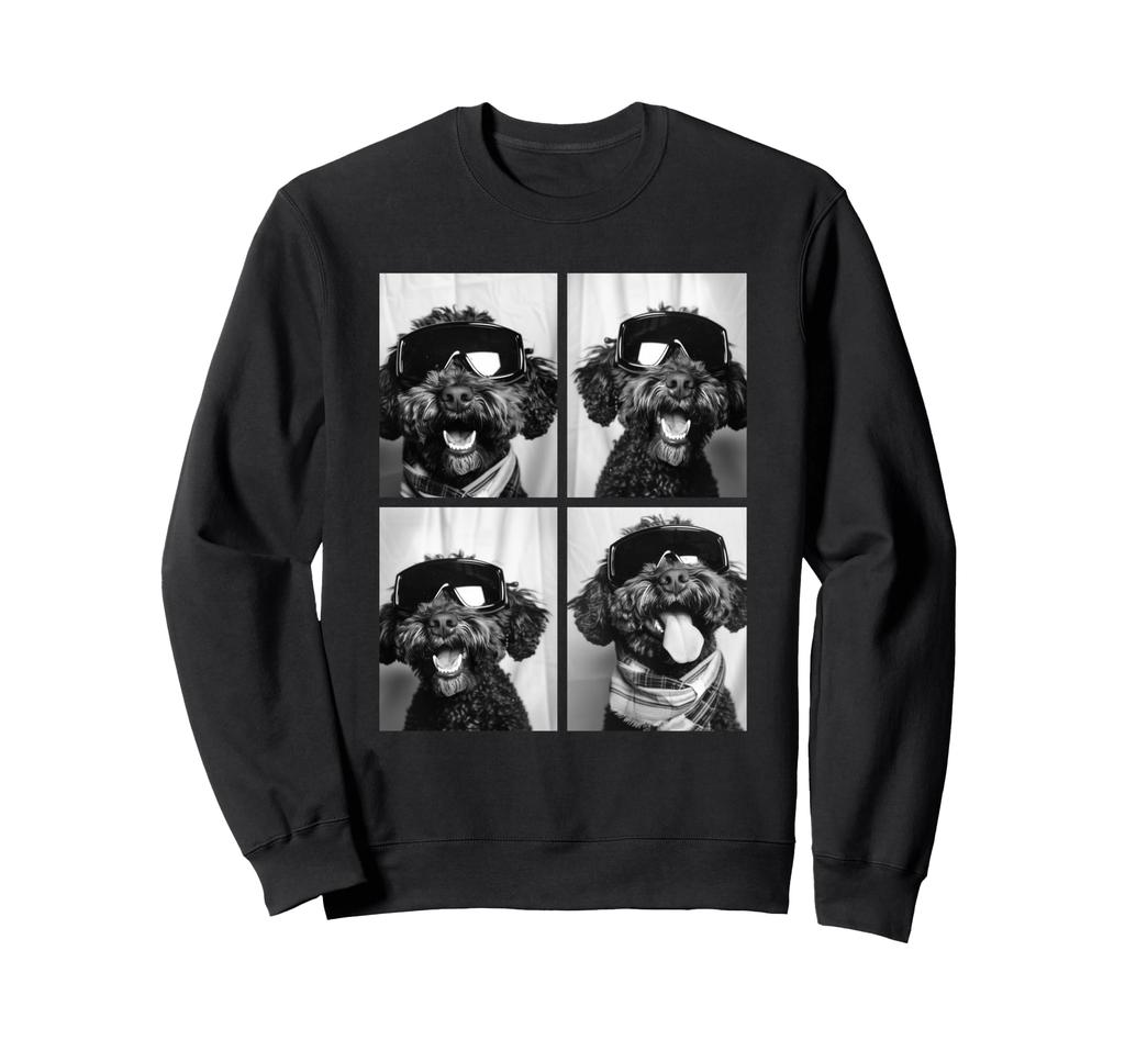 Cute Poodle with Snow Goggles and Scarf Funny Winter Dog Sweatshirt -