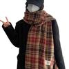 Pink retro plaid imitation cashmere scarf women's winter new high-end warm thickened scarf versatile and trendy